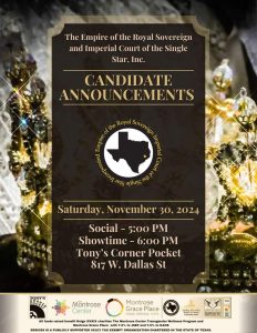 ERSICSS, Inc. (Houston) Reign 40 Candidate Announcements @ Tony's Corner Pocket